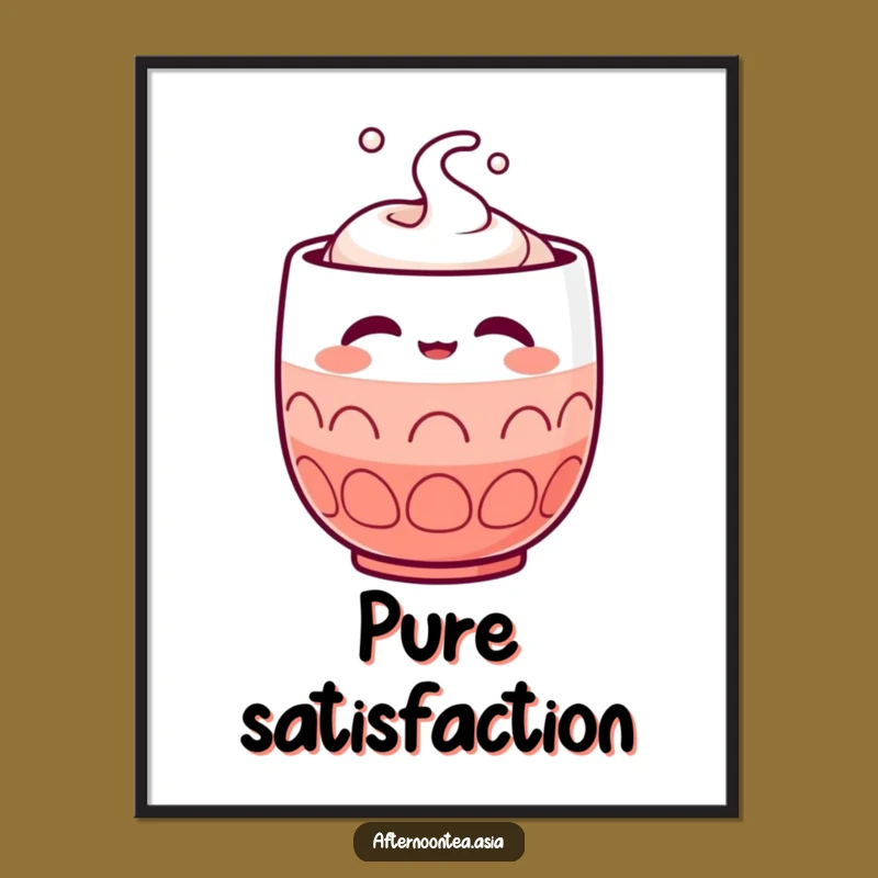 Funny Kawaii Sake Cup Digital Art: Satisfied Bliss for Your Walls, Instant Gift