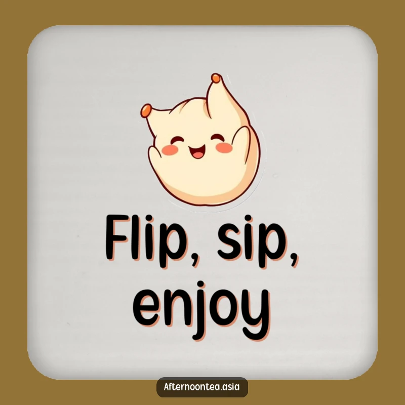 Funny Kawaii Dumpling Coaster: Somersaulting Fun, Surface Protector Gift