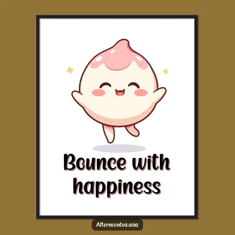 Funny Kawaii Mochi Poster: Bouncing Art, Unique Wall Decor Gift