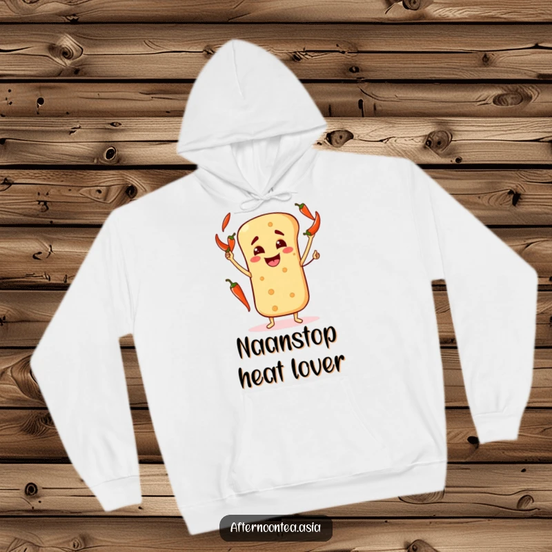 Funny Hoodie featuring a happy naan bread character doing a lively and skillful juggling act.