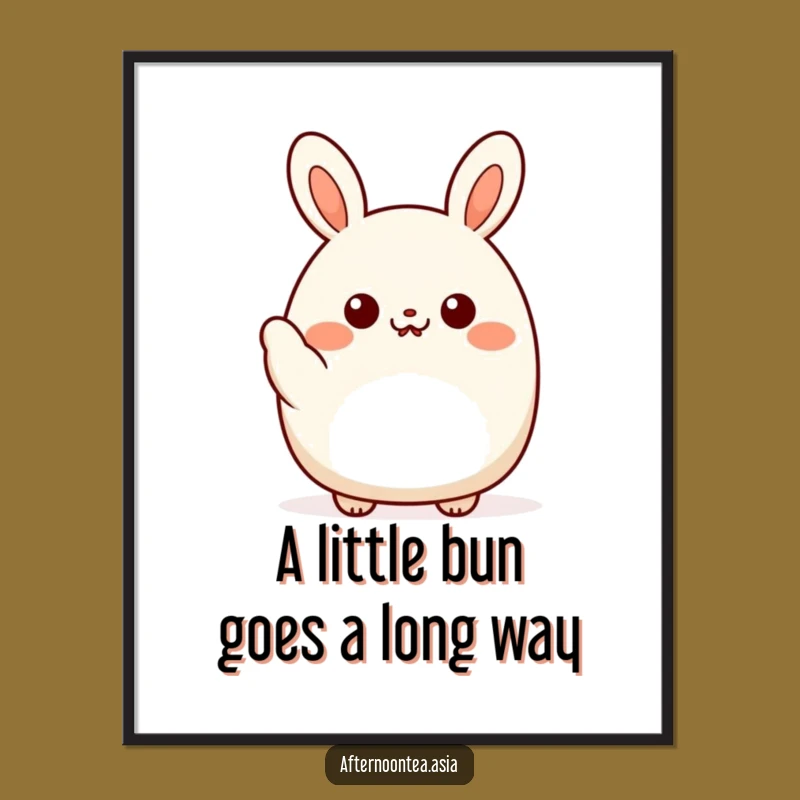 Free Printable Wall Art: Kawaii Waving Bao Bun, Funny Cute Character Downloadable Decor