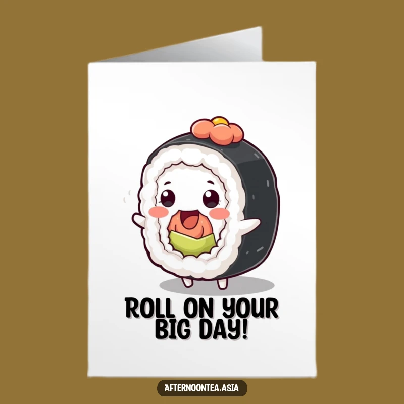 Free Printable Birthday Card: Funny Sushi Roll Wiggle, Hilarious Downloadable Gift!