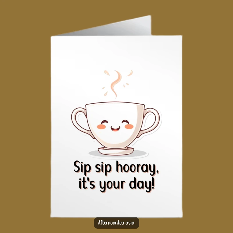 Free Printable Birthday Teacup Card: Kawaii Joyful Steaming Cup, Funny Downloadable Gift