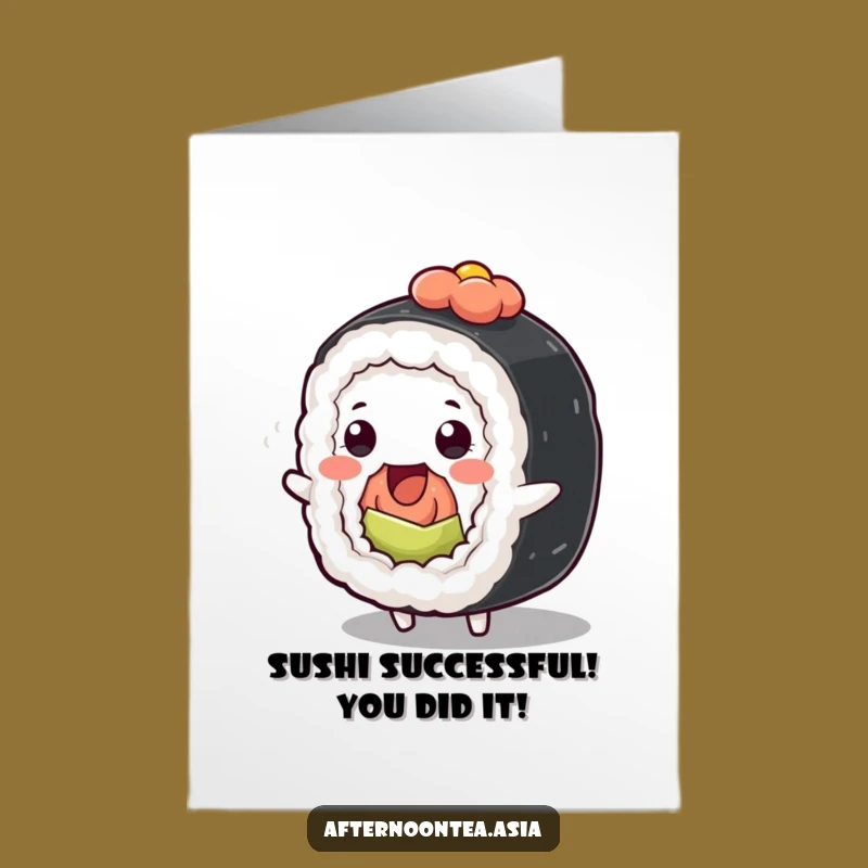 Free Printable Congrats Card: Joyful Sushi Roll Wiggle, Awesome Downloadable Gift!
