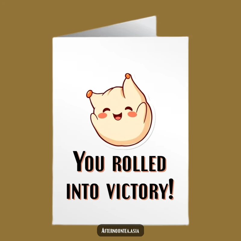 Free Printable Congratulations Dumpling Card: Kawaii Somersault Joy, Funny Downloadable