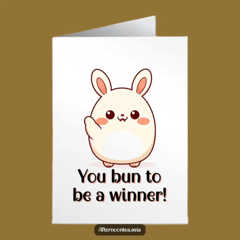 Free Printable Congratulations Bao Bun Card: Kawaii Waving Hello, Funny Downloadable