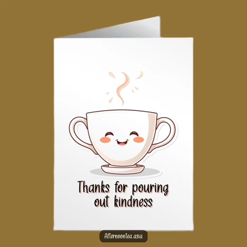 Free Printable Thank You Teacup Card: Kawaii Steaming Joy, Funny Downloadable Gift