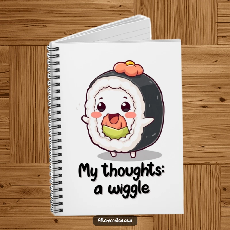 Funny Kawaii Sushi Roll Notebook: A cute character wiggling inspiration, great for notes and as a funny gift.