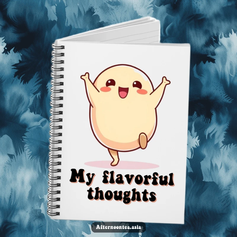 Funny Notebook showing a cheerful samosa character doing a delightful cartwheel, ready for notes.