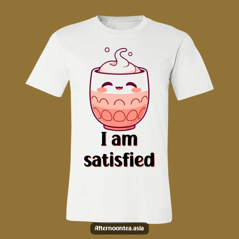 Funny Kawaii Sake Cup T-Shirt: Satisfied Vibes, Perfect for Relaxation