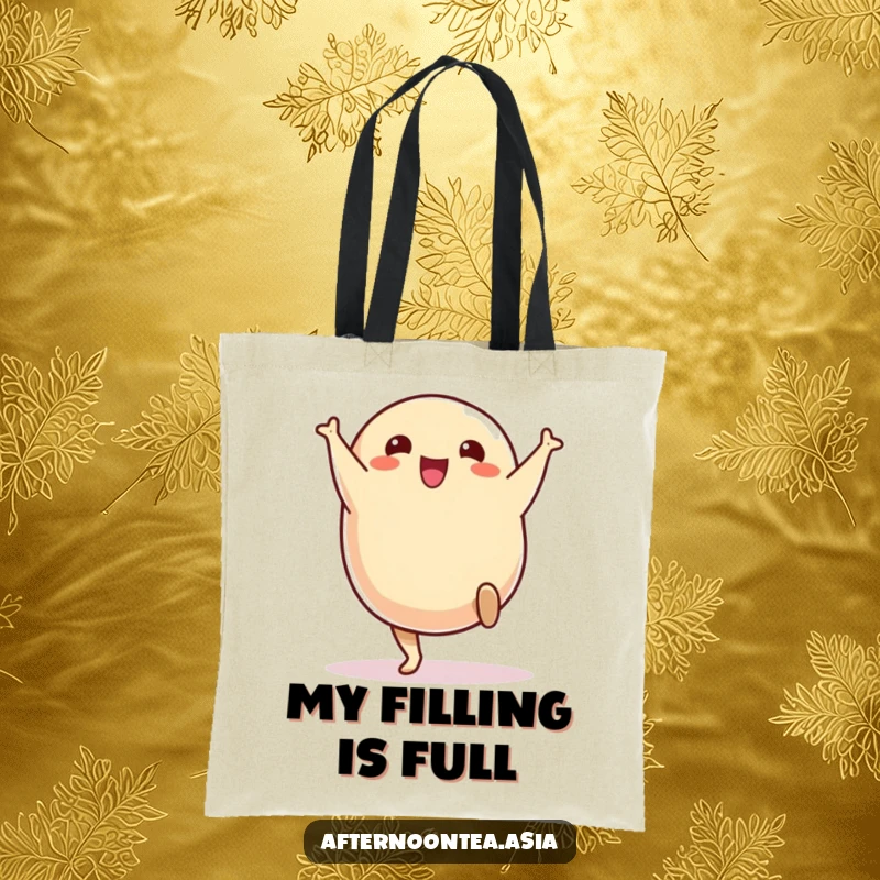 Funny Tote Bag showcasing a cheerful samosa character engaged in a delightful cartwheel.