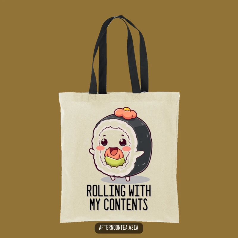 Funny Kawaii Sushi Roll Tote Bag: Wiggle Your Way Shopping, Great Gift